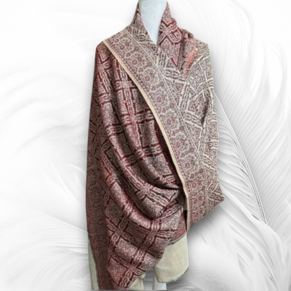 Handcrafted Double-Sided Soft Women's Shawl With Beautiful Ethnic Pattern Stole